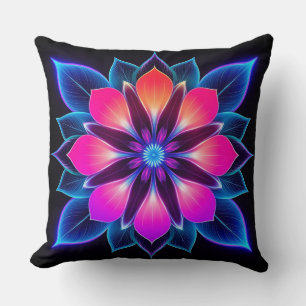 Coussin Fleur néon Lumière bleue Abstrait Chambre