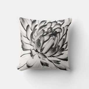 Coussin Fleur noire et blanche
