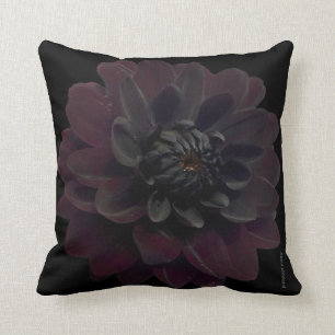 Coussin Fleur noire florale moderne de dahlia