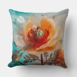 Coussin Fleur orange délicate