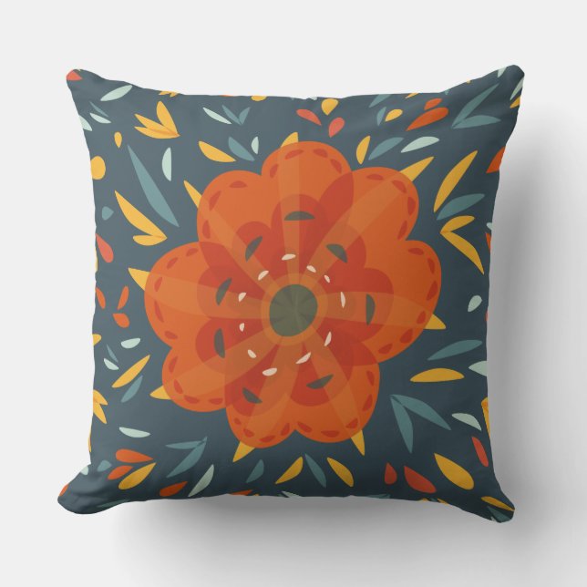 Coussin Fleur orange lunatique décorative (Recto)