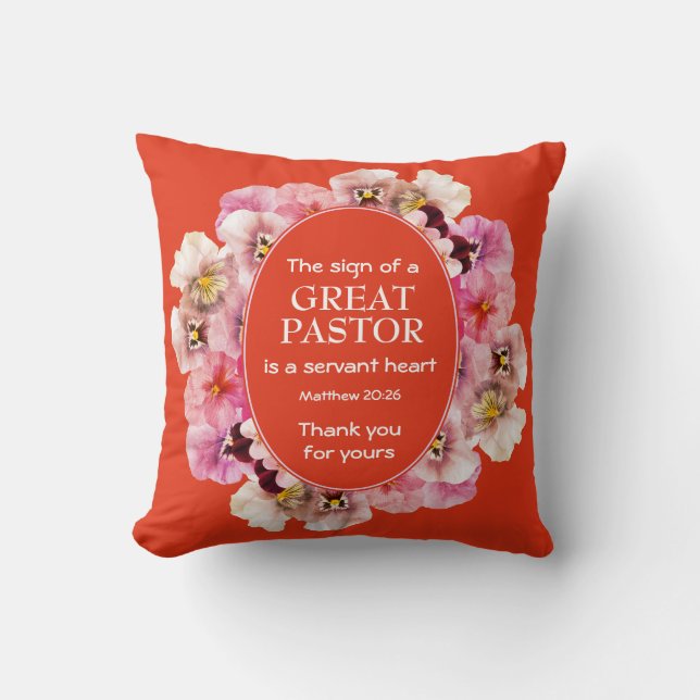 Coussin Fleur Orange Remerciement au Pasteur  (Recto)