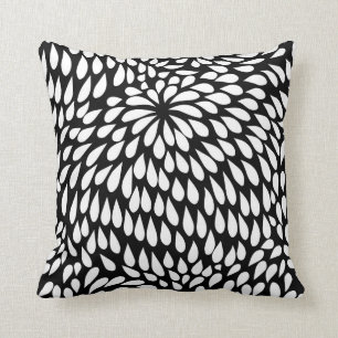 Coussin Fleur Paisley moderne en noir et blanc