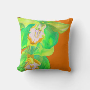Coussin Fleur pop art orchidée moderne orange