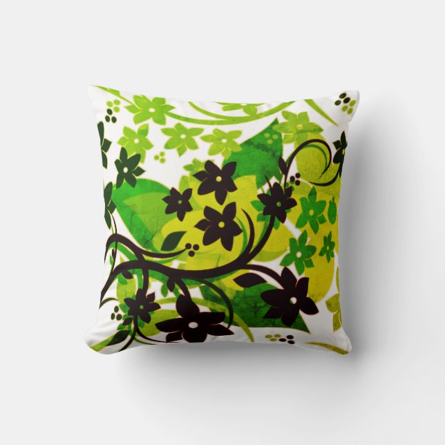 Coussin [Fleur rétro] Conception graphique botanique de 19 (Recto)