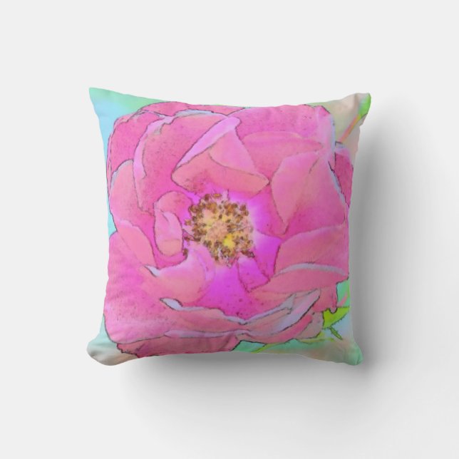 Coussin Fleur rose pastel (Recto)