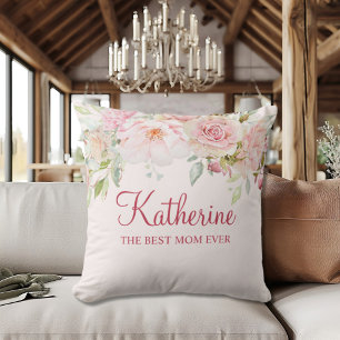 Coussin Fleur Rose Pastel Floral La Meilleure Maman Jamais