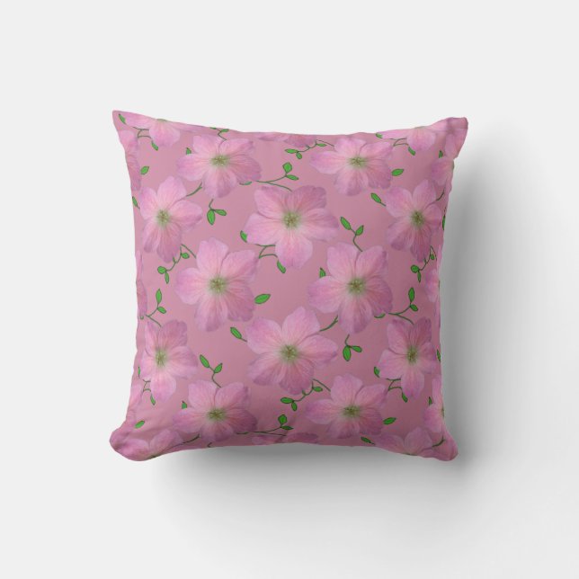 Coussin Fleur rose romantique de géranium sur toute (Recto)
