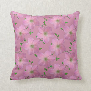 Coussin Fleur rose romantique de géranium sur toute