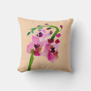 Coussin Fleur rose Verbascum art floral