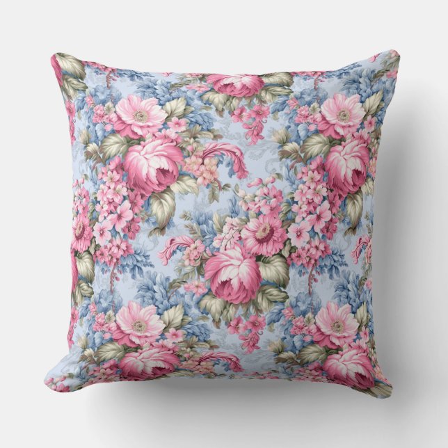 Coussin Fleur rose vintage (Recto)