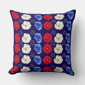 Coussin Fleur rouge, blanche et bleue Jeu d'oreiller