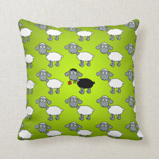 Coussin Fleur rouge de l'agneau à mouton noir en vert d'éc