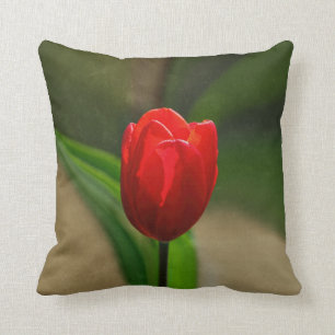 Coussin Fleur rouge de ressort de tulipe