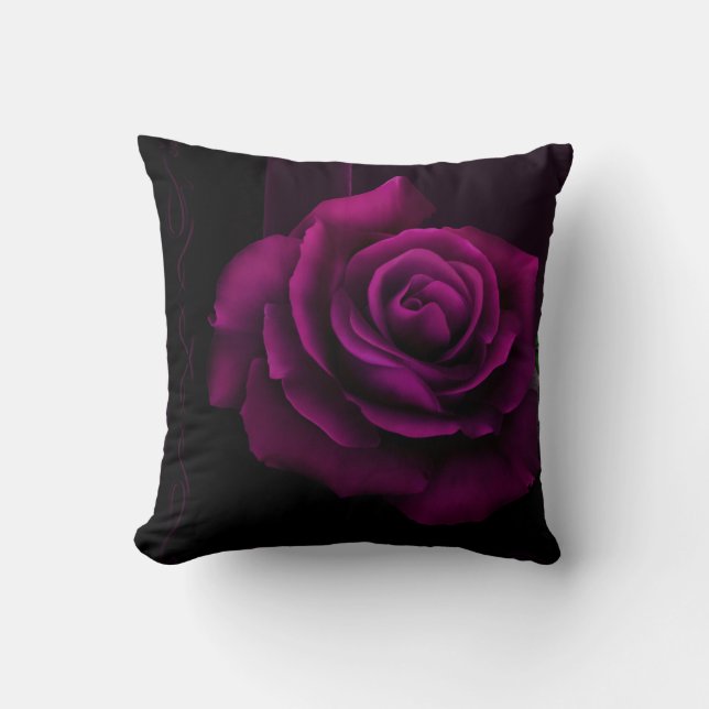 Coussin Fleur rouge violet gothique (Recto)