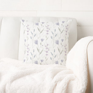 Coussin Fleur sauvage aquarelle bleu violet