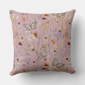 Coussin Fleur sauvage de Boho rose statistiques de bébé (Verso)