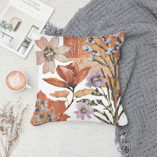 Coussin Fleur sauvage en terre cuite Boho Rustique Ressort