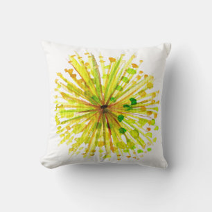 Coussin Fleur sauvage jaune aquarelle fantaisiste