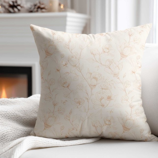 Coussin Fleur Sauvage Neutre Minimaliste (Créateur téléchargé)