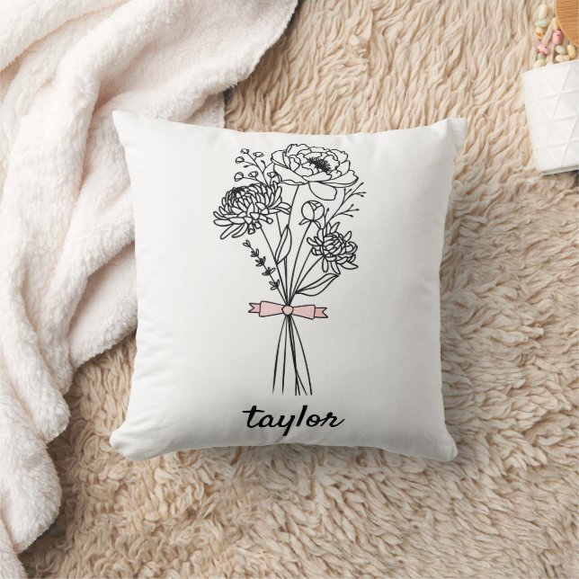 Coussin Fleur sauvage Nom personnalisé (Couverture)