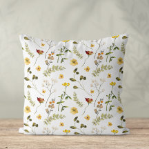Coussin Fleur sauvage orange et jaune