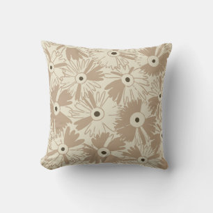 Coussin Fleur Sauvage Rétro & Grille de Diamants Réversibl