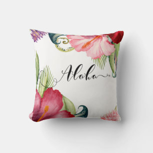 Coussin Fleur tropicale botanique Aloha Hibiscus Été
