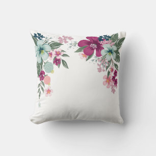 Coussin Fleur tropicale de 16 po x 16 po sur blanc