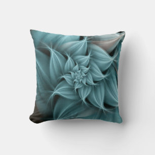 Coussin Fleur Turquoise Magnifique Fractale