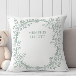 Coussin Fleur Vert Bébé Timeless Vintage