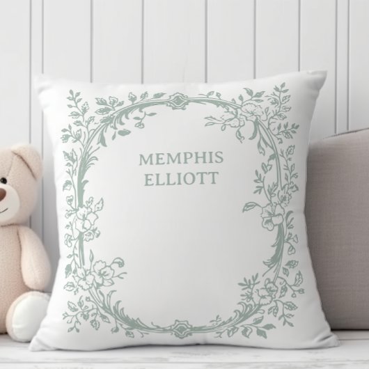 Coussin Fleur Vert Bébé Timeless Vintage