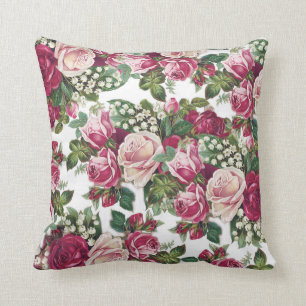 Coussin Fleur vintage couleur violet rose pâle