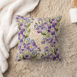 Coussin Fleur violet et indigo