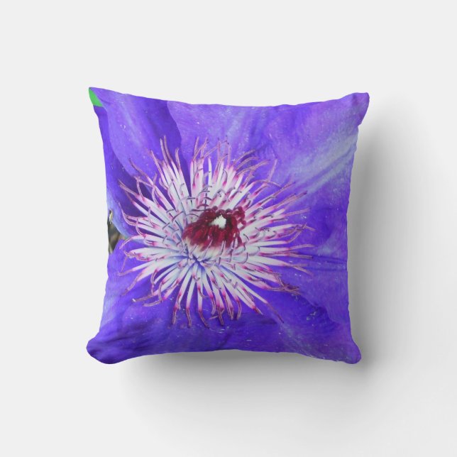 Coussin Fleur violette Clematis (Recto)