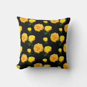 Coussin fleuri jaune tendance