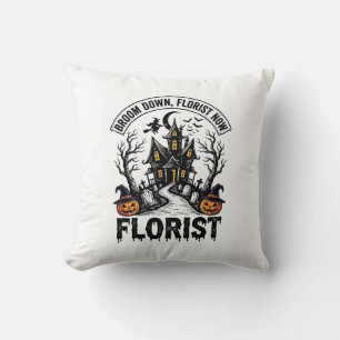 Coussin Fleuriste Halloween Sorcière Vintage Maison Hantée