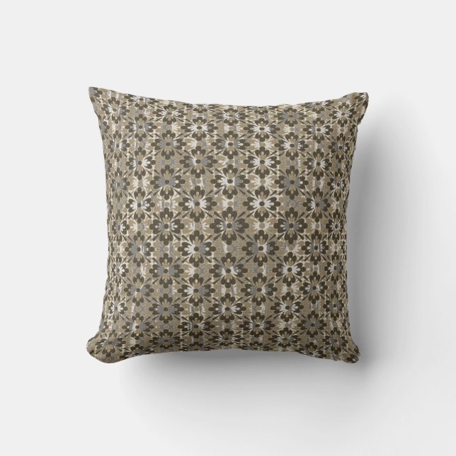 Coussin Fleurs à motifs gris et noirs (Recto)