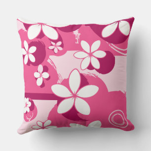 Coussin Fleurs à Pétales Blancs avec Contours Roses