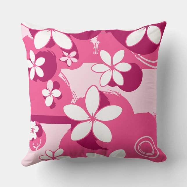 Coussin Fleurs à Pétales Blancs avec Contours Roses (Verso)