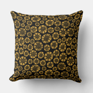 Coussin Fleurs Abstraites 031023 - Doré sur noir