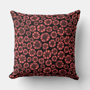 Coussin Fleurs Abstraites 031023 - Rose tropicale sur noir