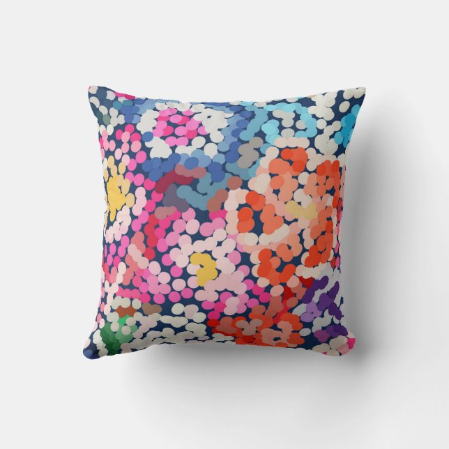Coussin Fleurs Abstraites de Plumeria Tropical à Points et (Verso)