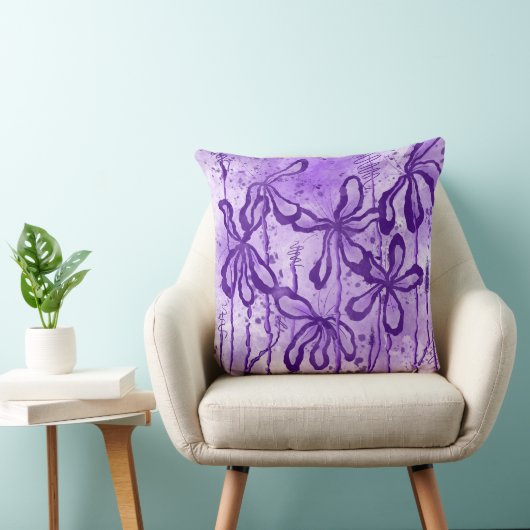 Coussin Fleurs Abstraites Encaissées Lys pourpres (Chaise)