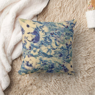Coussin Fleurs Abstraites rétros Papillon Jardin d'artisan