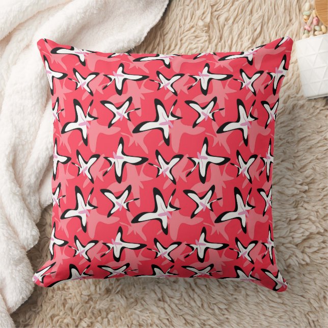 Coussin Fleurs abstraites roses noires modernes (Couverture)