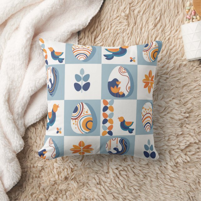 Coussin Fleurs abstraits et oiseaux (Couverture)