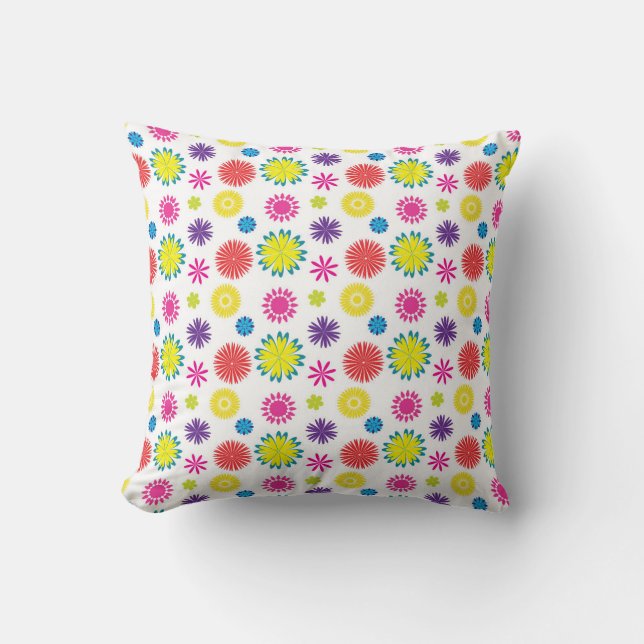 Coussin Fleurs amusantes Fête de jardin colorée (Recto)