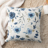 Coussin Fleurs aquarelle bleu glace (Couverture)