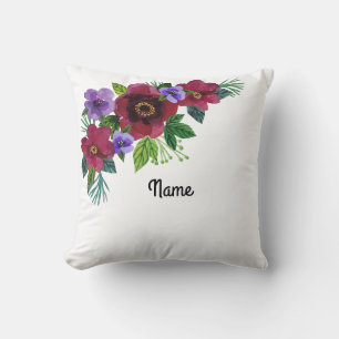 Coussin Fleurs aquarelle brillante romantique couronne flo